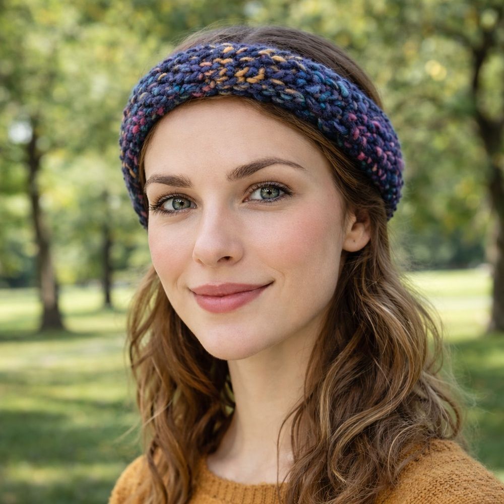 Hand Crafted stretch 100% wool headband turquoise green mocha pink navy Medium